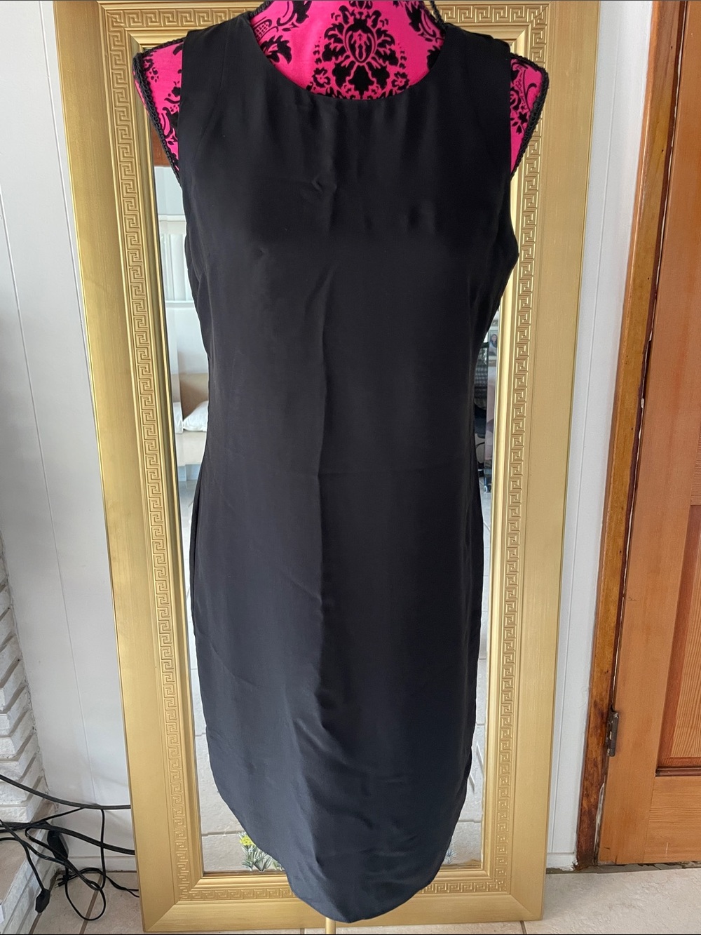 Cynthia Rowley  Silk Black Sleeveless Midi Shift Dress - Sleek Minimalist